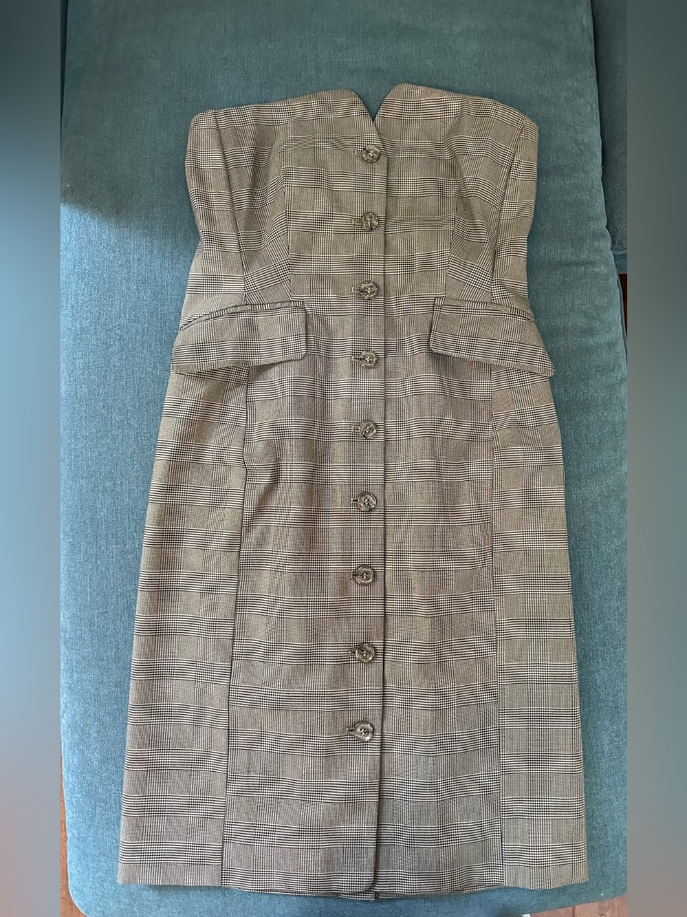 Banana Republic Glen Plaid Knee-length strapless dress- size 4